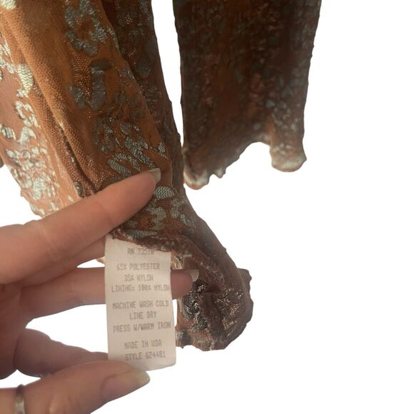 ivu jane Y2k Women's SIze Large Brown Babydoll Lace Floral Hippie Retro Blouse - Picture 7 of 9